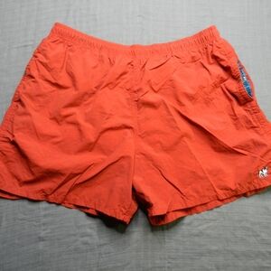 VINTAGE Big Dogs Swim Trunks Shorts Women's XL Orange Nylon Lined Logo
